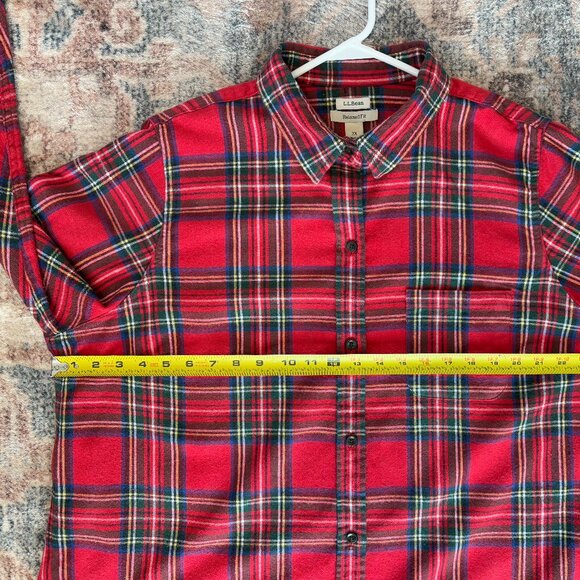 L.L. Bean Women's Plus Red Scotch Plaid Flannel Button-Front Shirt Top 2X - Picture 6 of 9
